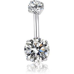 14G 316l Surgical Stainless Steel Belly Navel Button Rings AAA Cubic Zirconia